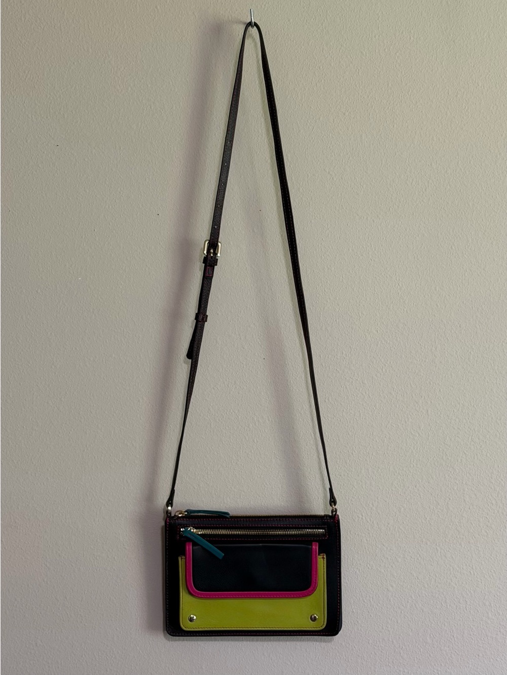 Ili New York Multi Color Leather Crossbody Bag